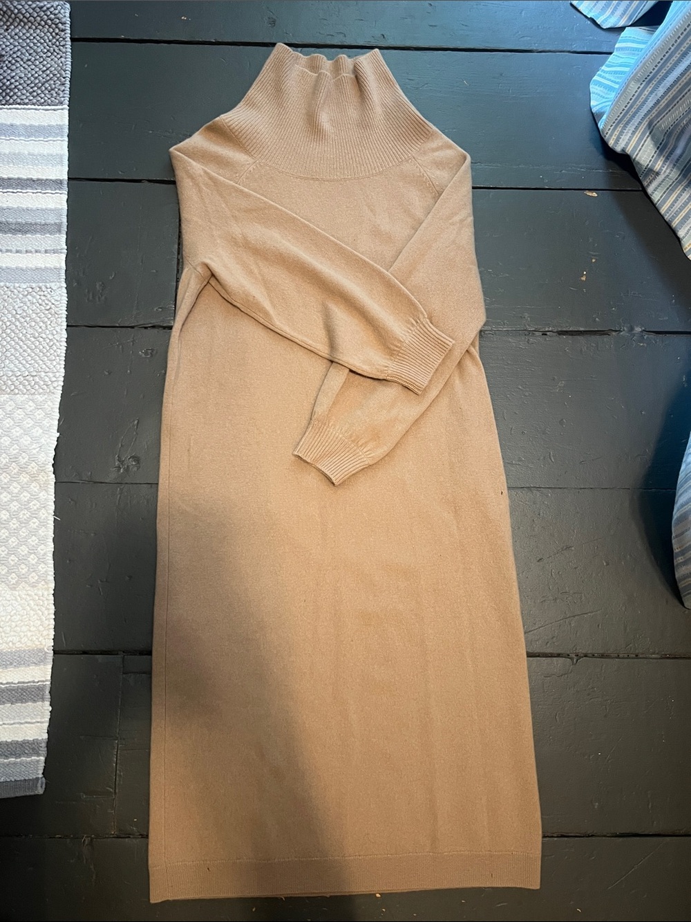 Nordstrom Camel Long-Sleeve Turtleneck Knit Dress